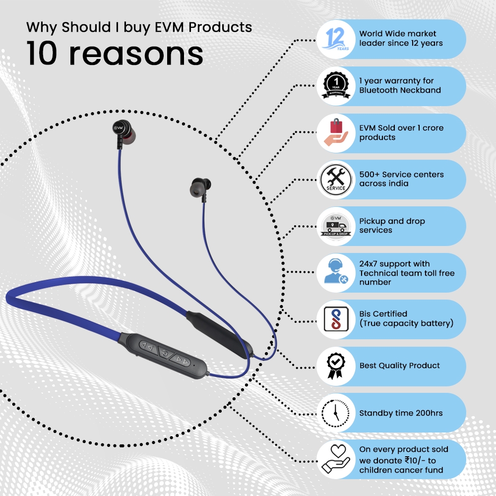 EVM Bluetooth Neckband Earphone Ensport (NB-027) Blue view 3